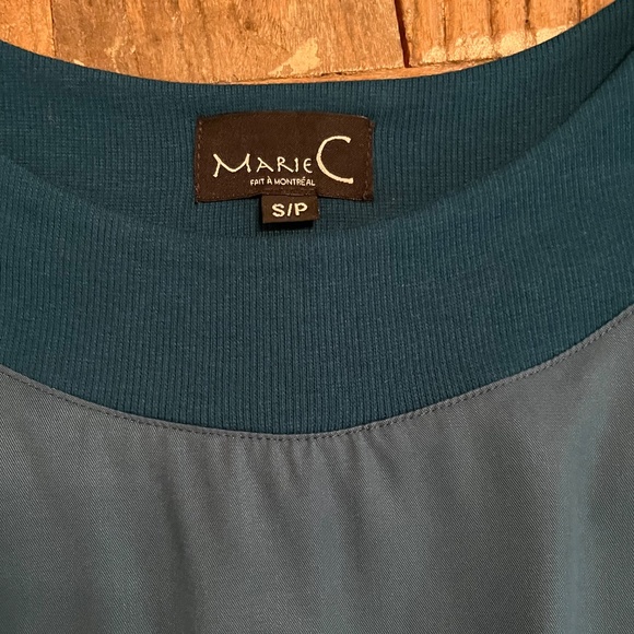 Marie C Teal Cap-Sleeve Blouse - Size S - Picture 4 of 6
